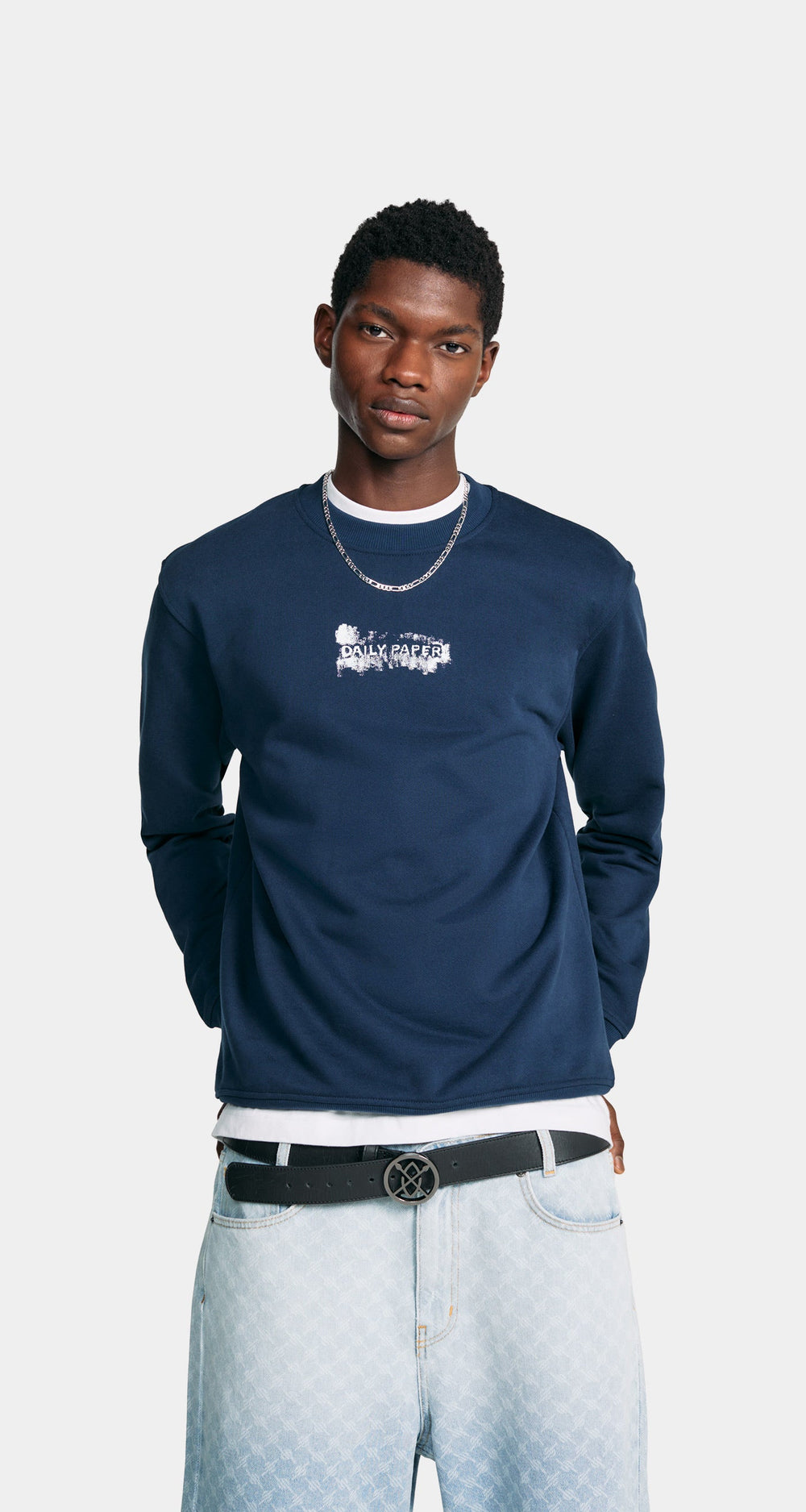 DP - Peagant Blue Scratch Logo Sweater - Men - Front
