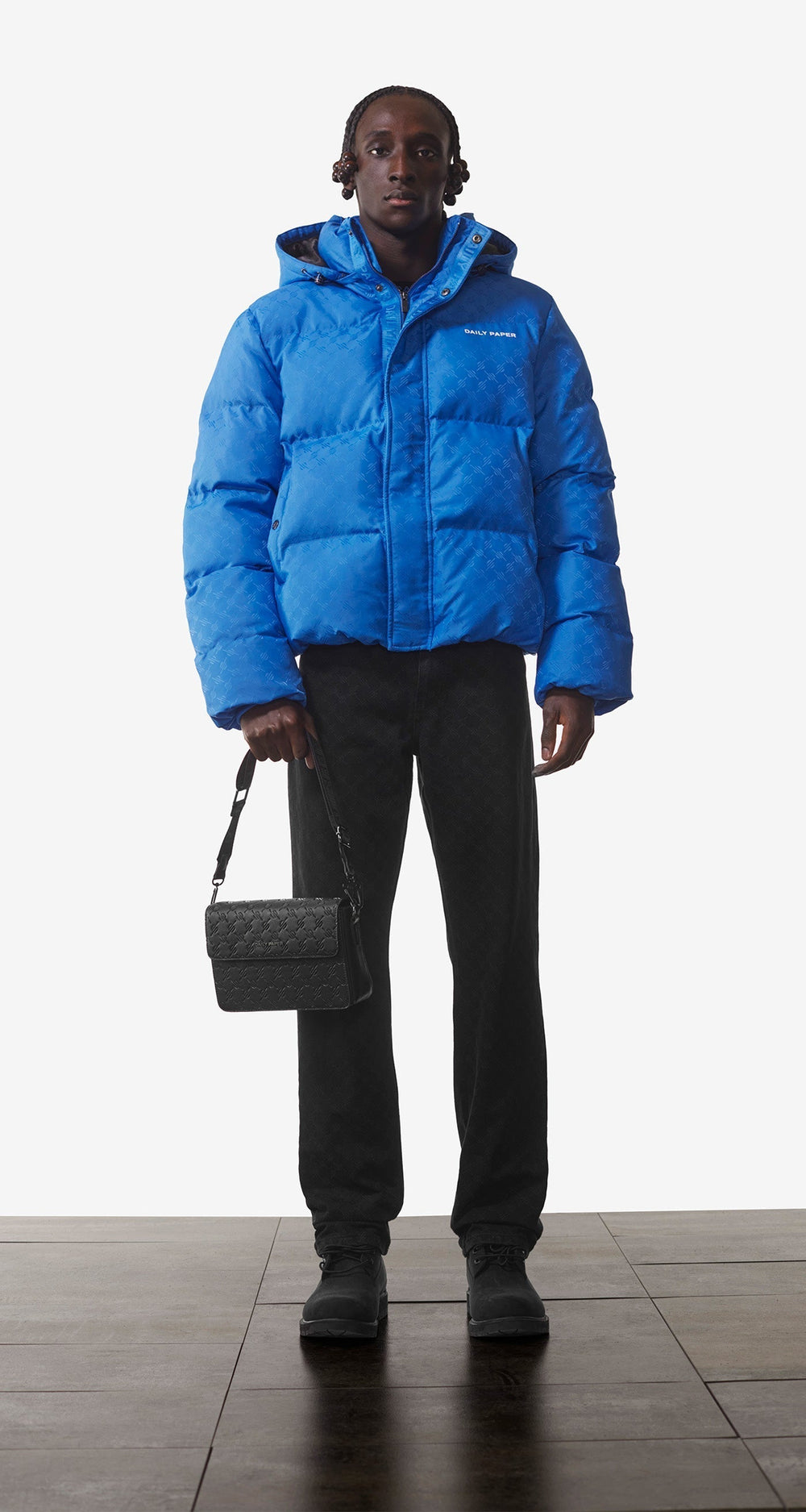 DP - Blue Monogram Navan Puffer Jacket - Men - Front Rear