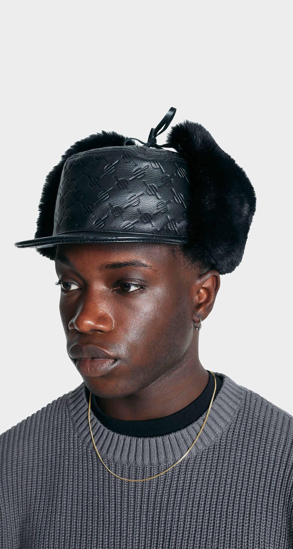 DP - Black Monogram Chapka Hat - Modelshot - men - front