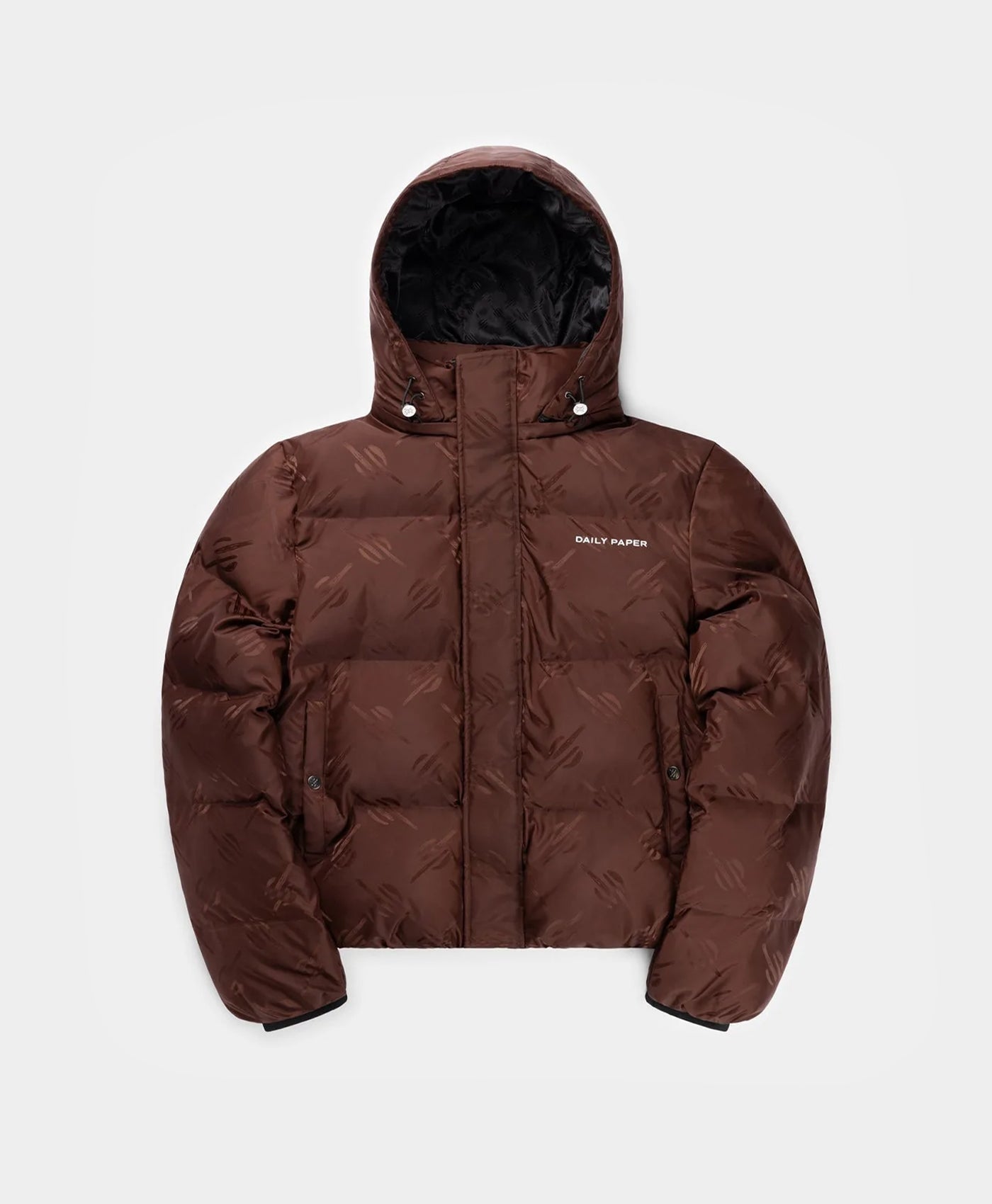 DP - Chocolate Brown Monogram Honit Puffer Jacket - Packshot - Front