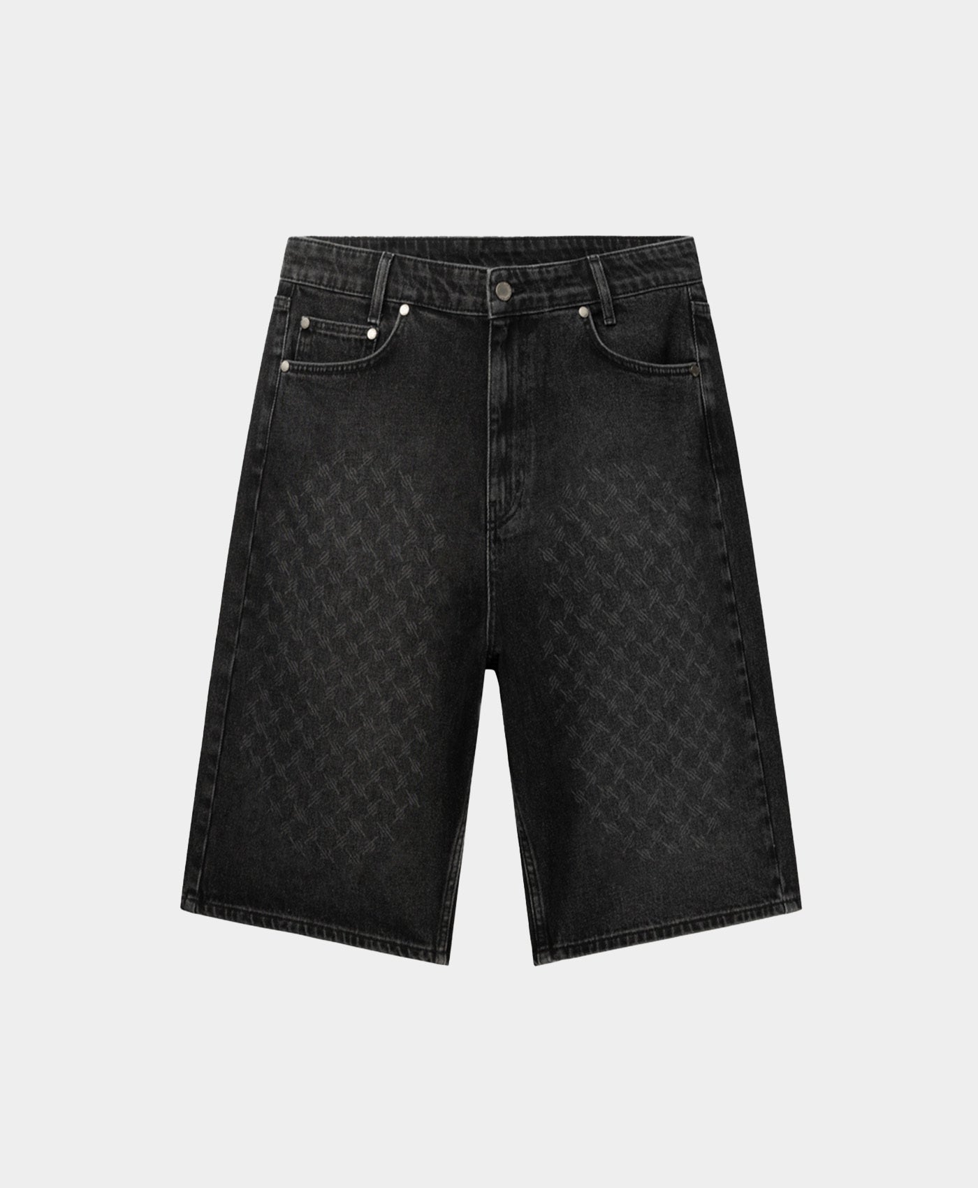 DP - Black Laser Monogram Denim Shorts - Packshot - front