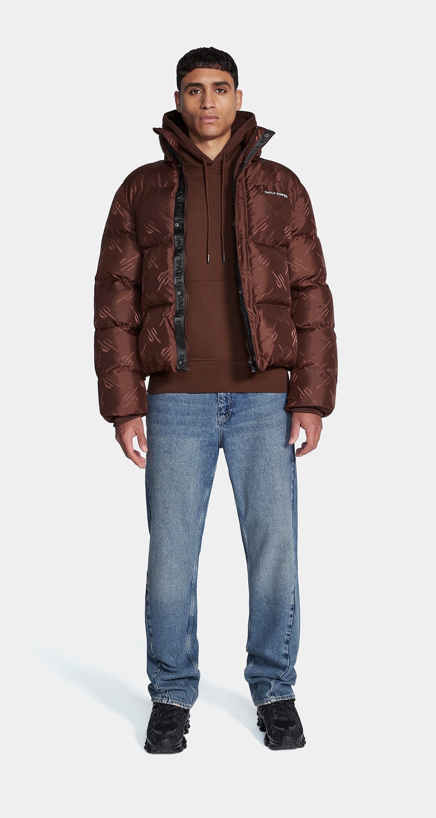 DP - Chocolate Brown Monogram Honit Puffer Jacket - Men - Front