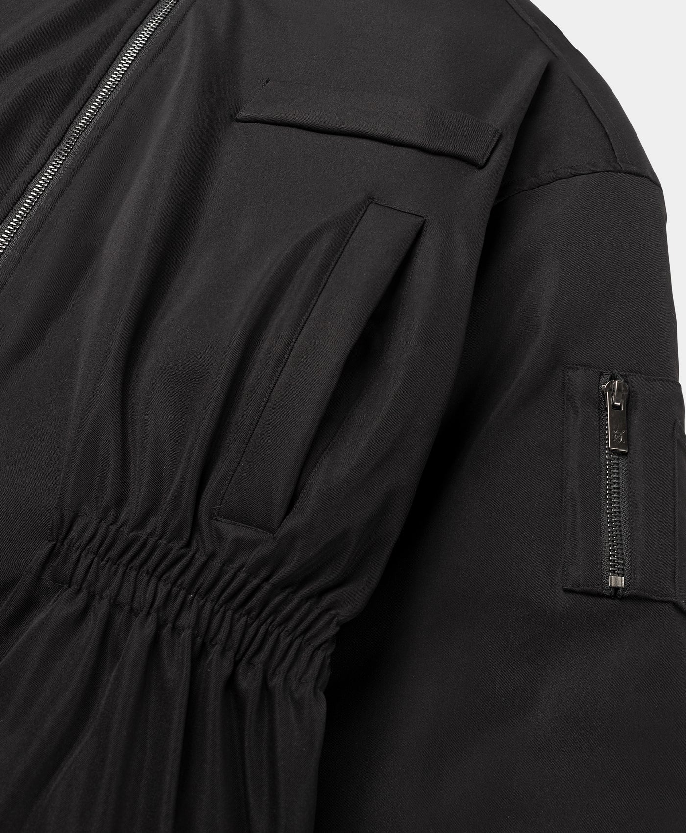 DP - Black Oversized Long Bomber - Packshot - detail