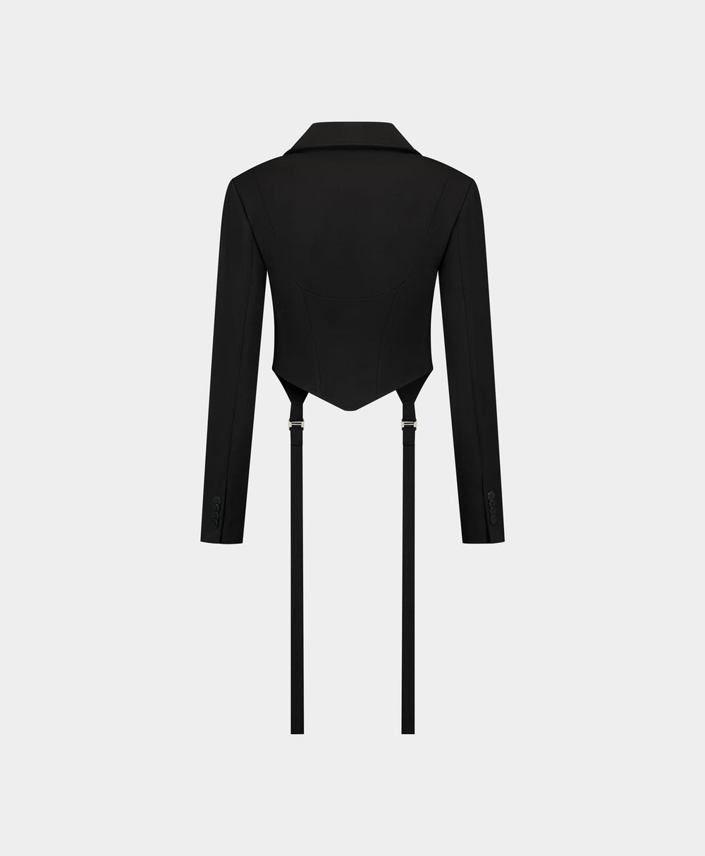 DP - Black Corset Strap Blazer - Packshot - rear