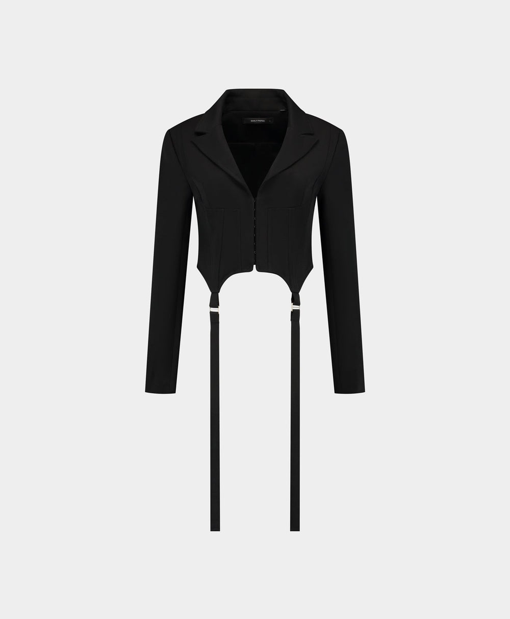 DP - Black Corset Strap Blazer - Packshot - front 