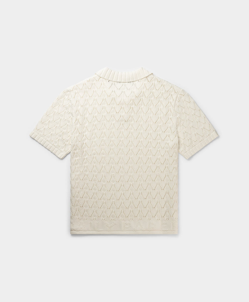 DP - White Yinka Relaxed Knit Sweater Polo - Packshot - Rear
