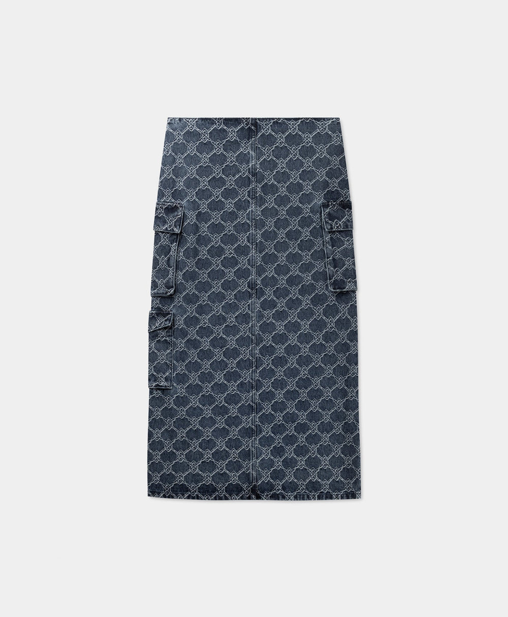 DP - Blue Zora Denim Cargo Skirt - Packshot - rear